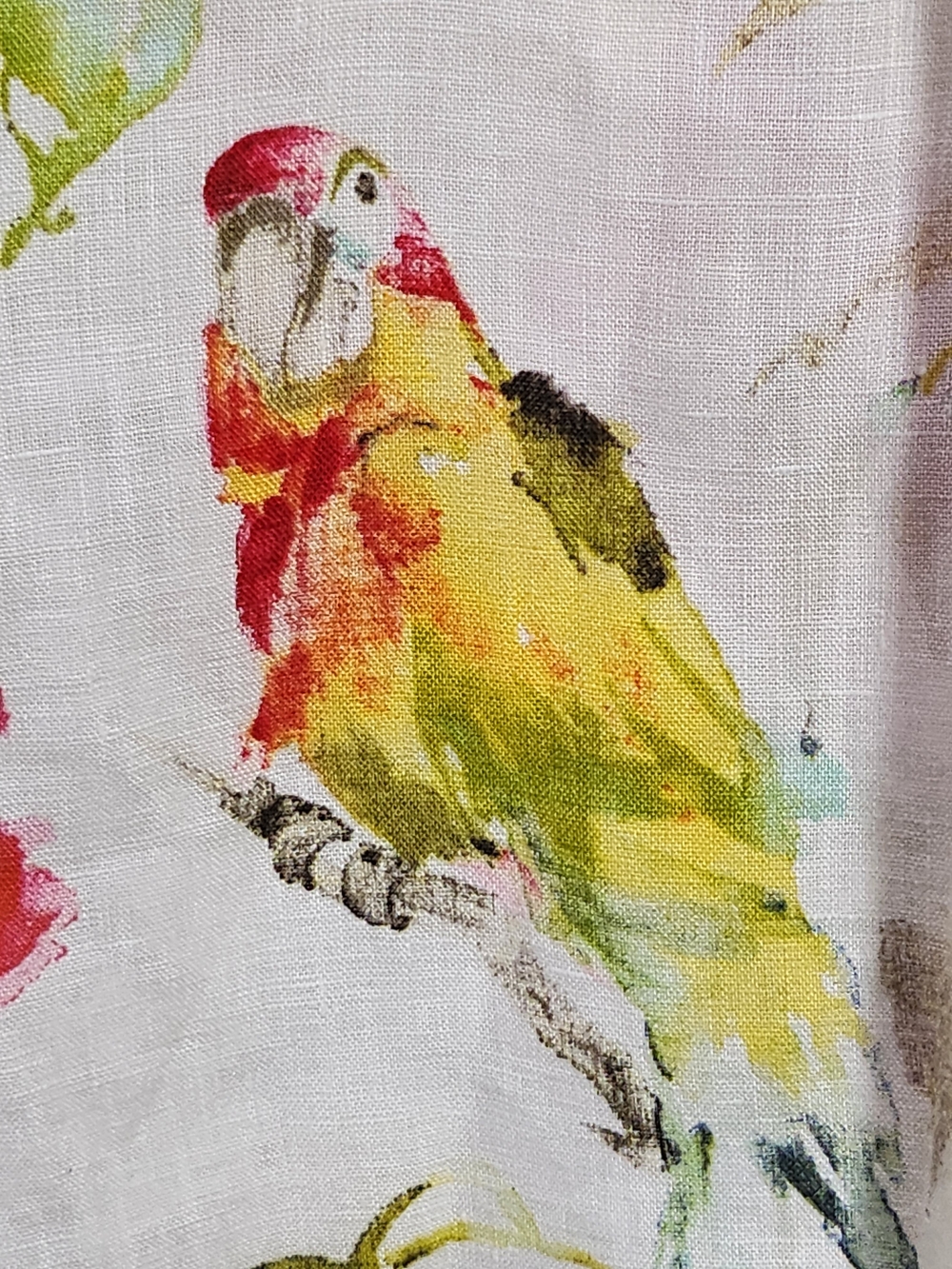 Tommy Bahama 100% Linen Tropical Parrot Floral Halter Top Back-Tie Blouse - Picture 4 of 15